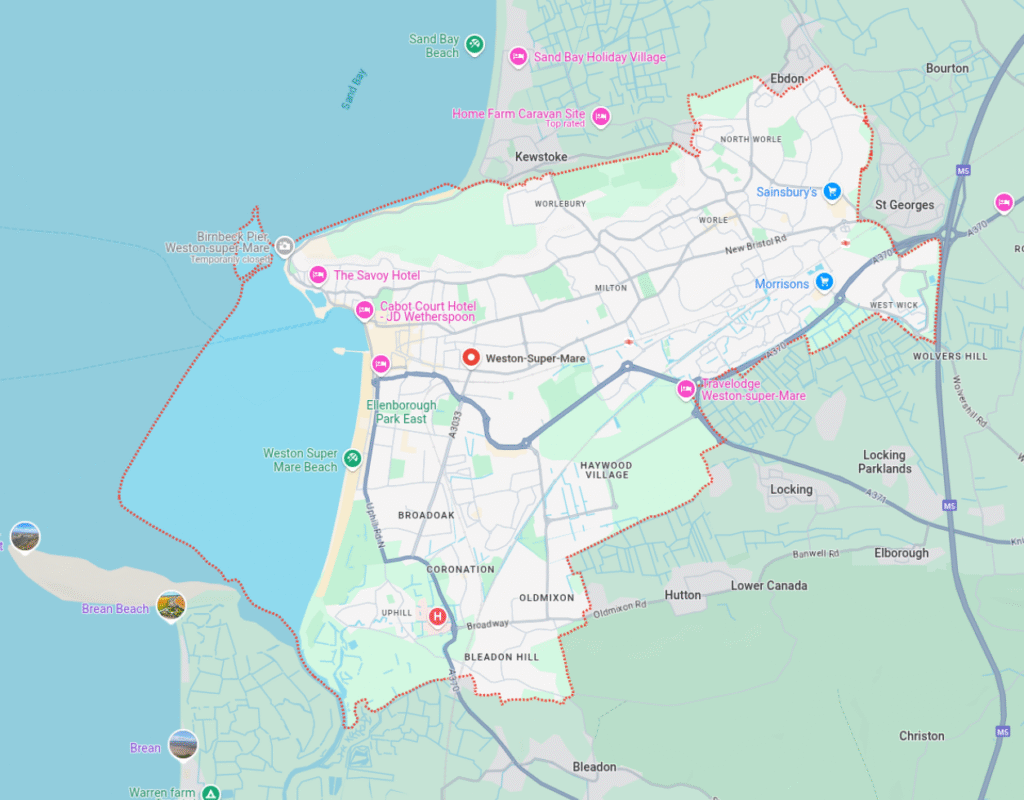 Map of Weston-super-Mare